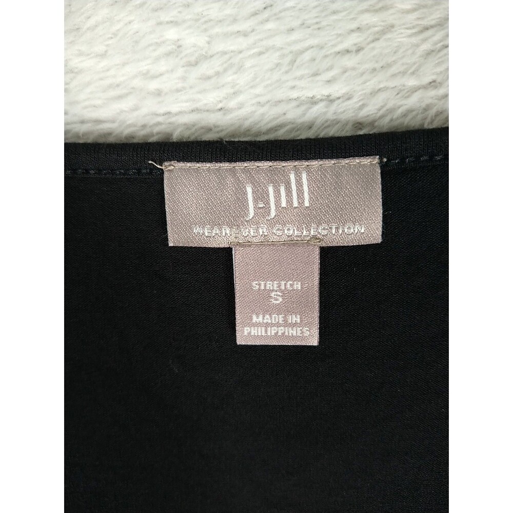 J. Jill Wearever Collection Top Women’s Small V-Neck 3/4 Sleeve Black Stretch - Picture 2 of 6